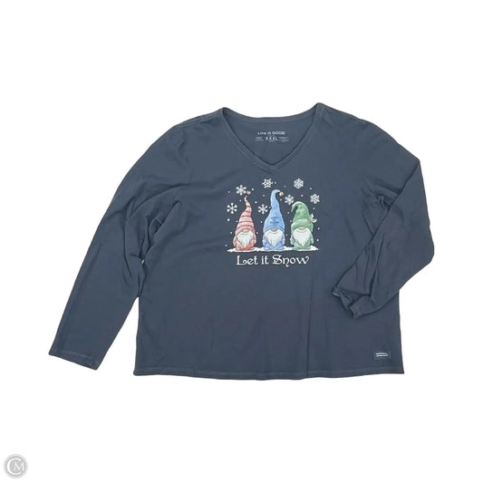 Top Long Sleeve By Life Is Good In Blue, Size: 3x