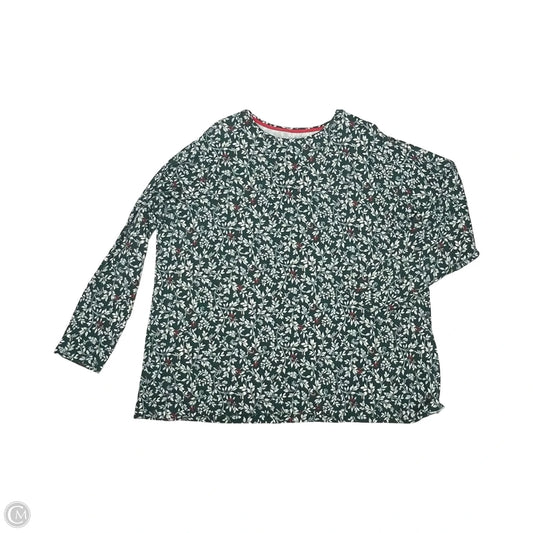Top Long Sleeve By Croft And Barrow In Green & White, Size: 3x