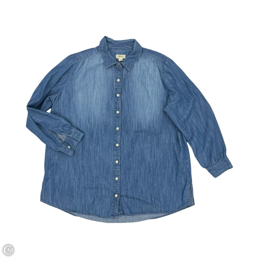Blouse Long Sleeve By Style And Co Collection Women In Blue Denim, Size: 1x