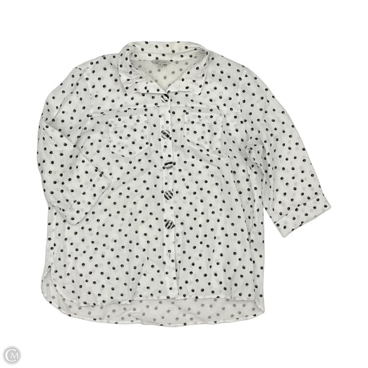 Blouse Long Sleeve By John Mark In Polkadot Pattern, Size: Xl