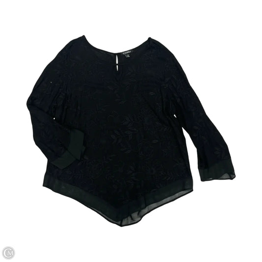 Blouse Long Sleeve By Roz And Ali In Black, Size: 1x