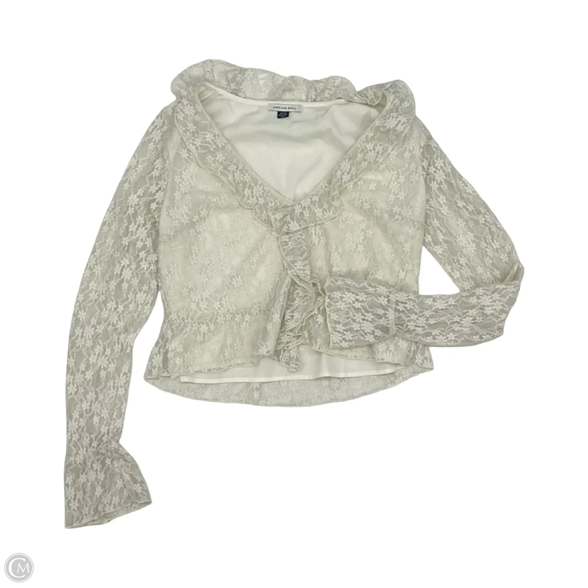 Blouse Long Sleeve By American Eagle In Cream, Size: S