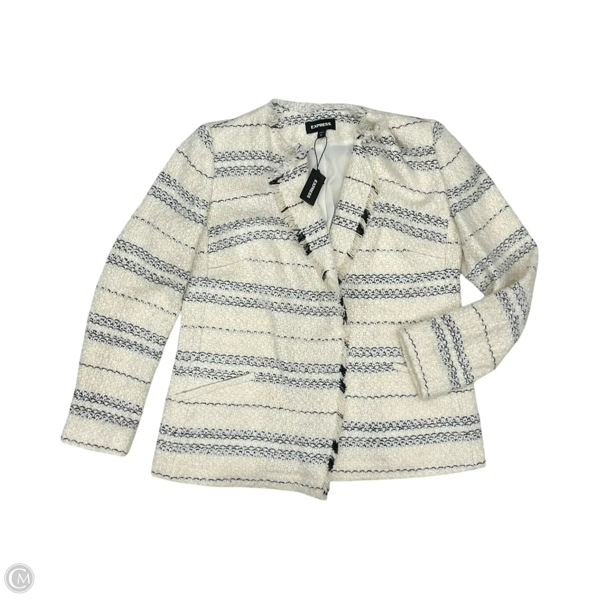 Blazer By Express In Blue & Cream, Size: S