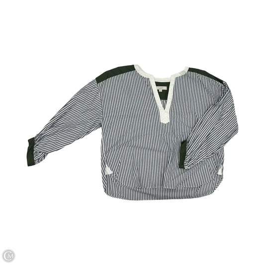 Blouse Long Sleeve By Loft In Blue & Cream, Size: Xl