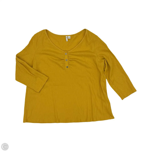 Top 3/4 Sleeve By Cato In Yellow, Size: Xl