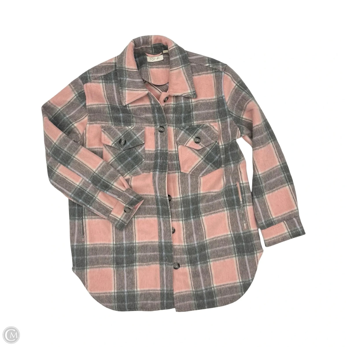 Jacket Shirt By Rd Style In Grey & Pink, Size: S