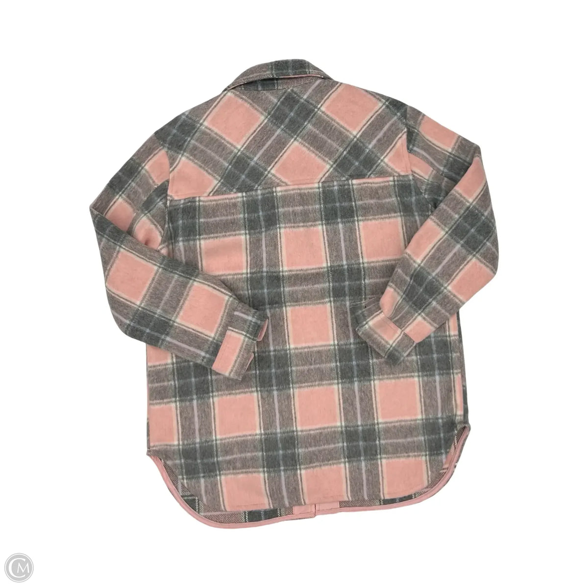 Jacket Shirt By Rd Style In Grey & Pink, Size: S
