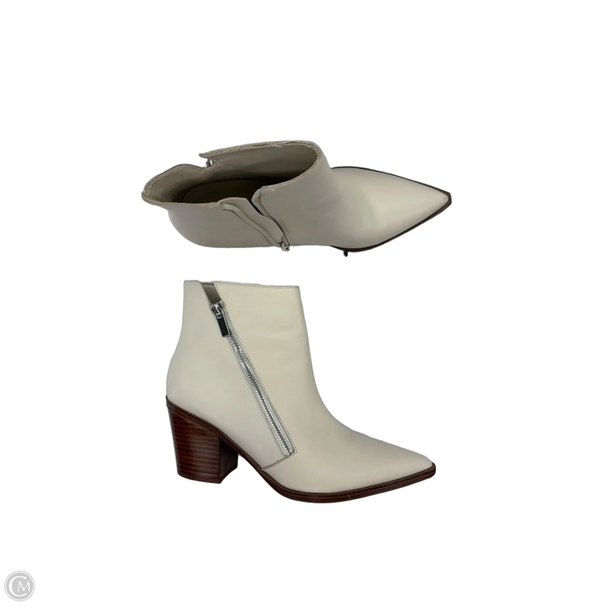 Boots Leather By Nine West In Cream, Size: 8.5