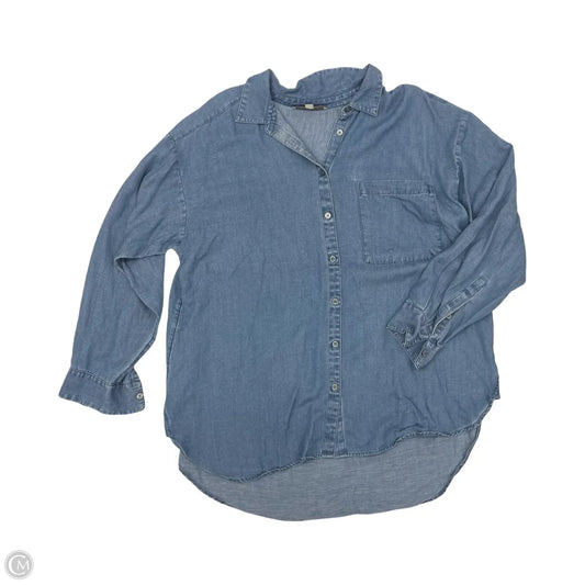 Blouse Long Sleeve By Loft In Blue Denim, Size: Xl