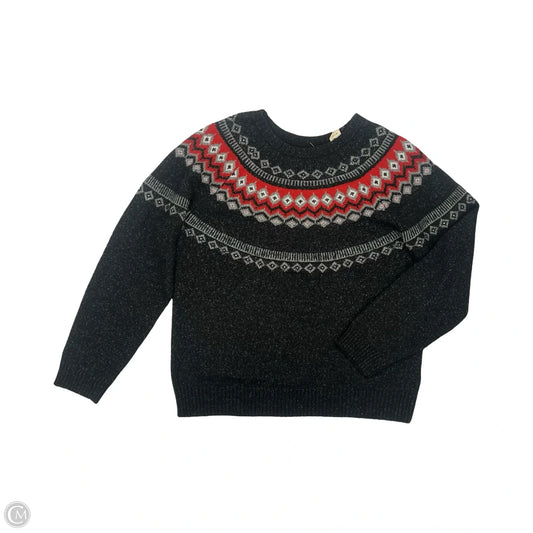 Sweater By Weatherproof In Grey & Red, Size: L