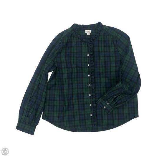 Blouse Long Sleeve By J. Crew In Blue & Green, Size: L