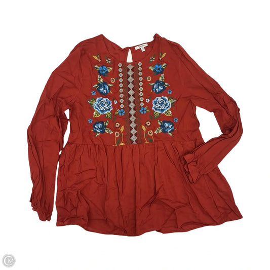 Blouse Long Sleeve By Jodifl In Orange, Size: L