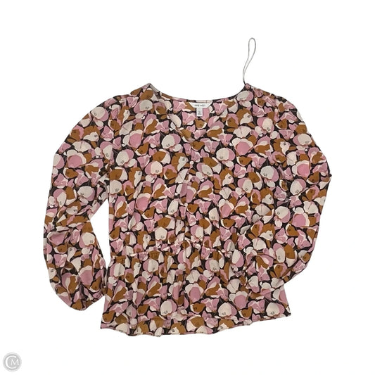 Blouse Long Sleeve By Nine West In Pink & Tan, Size: Xl