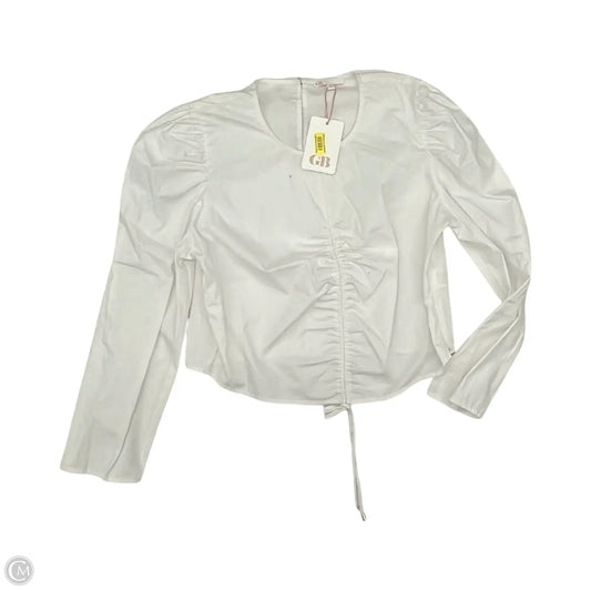 Blouse Long Sleeve By Gb In White, Size: Xl
