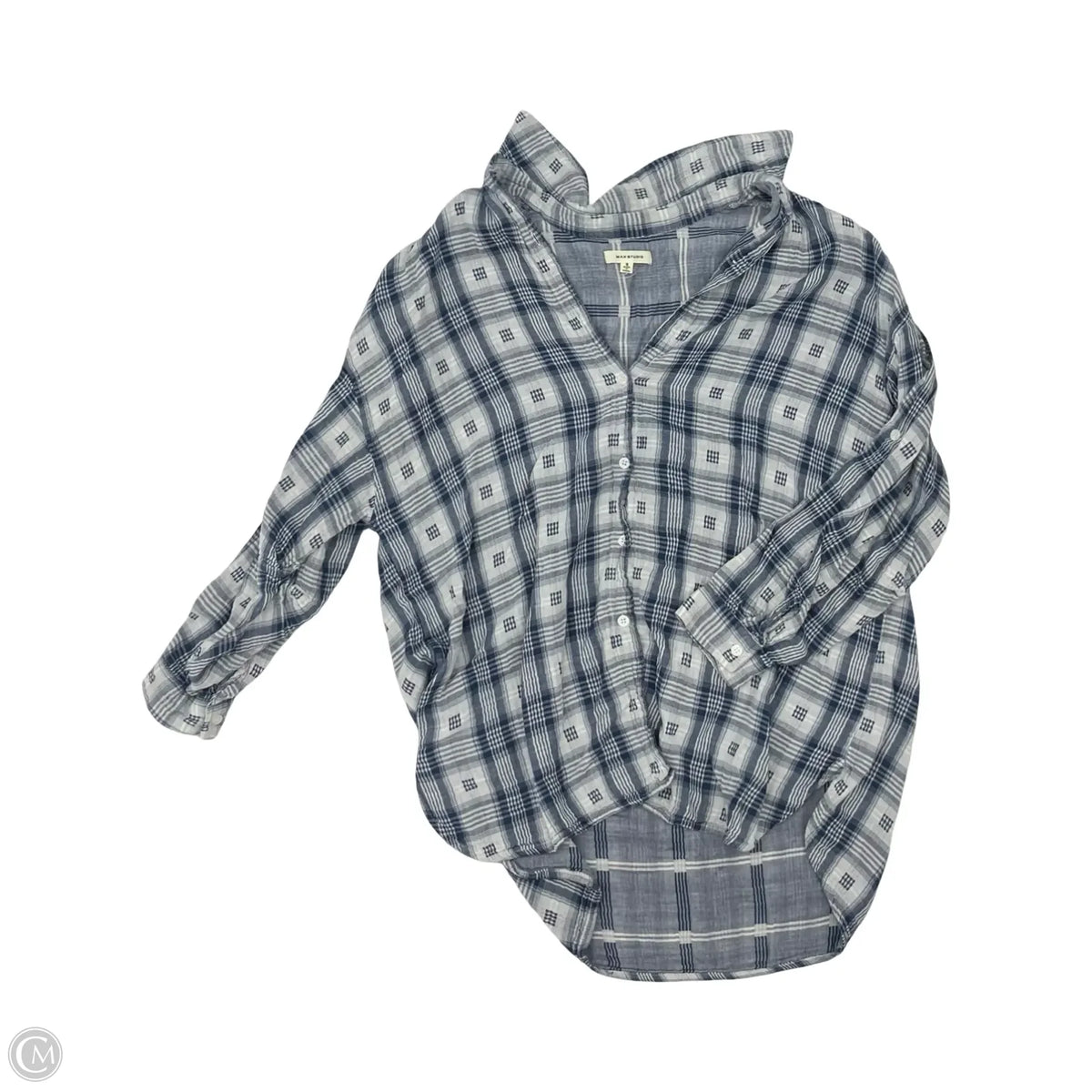 Top Long Sleeve By Max Studio In Blue & White, Size: S