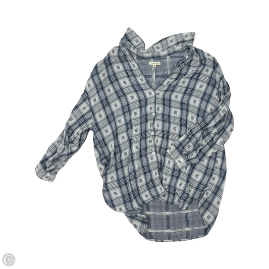 Top Long Sleeve By Max Studio In Blue & White, Size: S