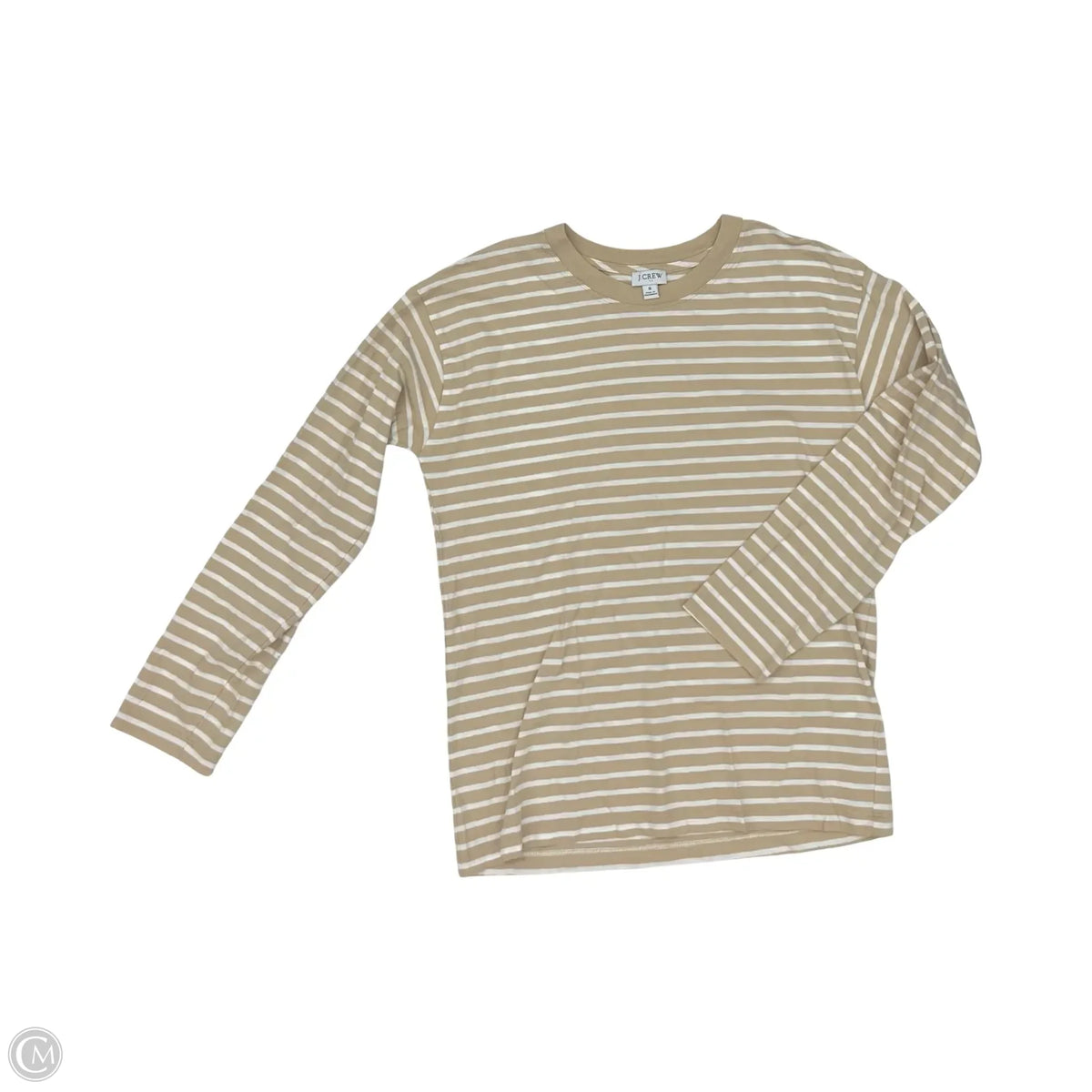 Top Long Sleeve By J. Crew In Tan & White, Size: S