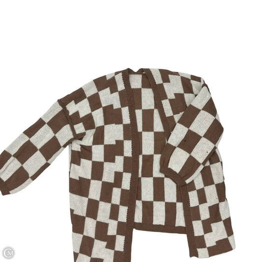Sweater Cardigan By Clothes Mentor In Brown & White, Size: Xl