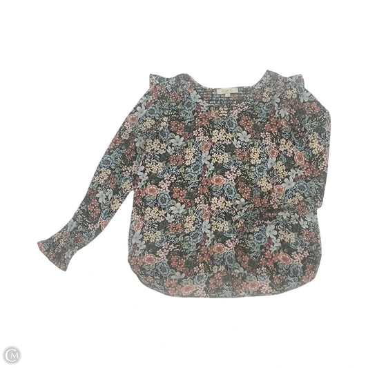 Blouse Long Sleeve By Loft In Floral Print, Size: L