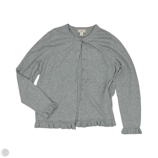 Sweater Cardigan By Loft In Grey, Size: Xl