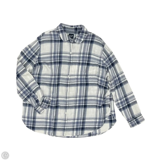 Top Long Sleeve By Gap In Blue & White, Size: Xl