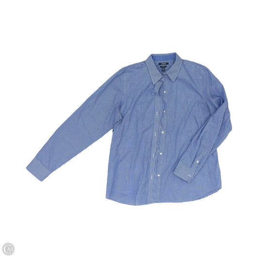 Blouse Long Sleeve By Chaps In Blue & White, Size: Xl