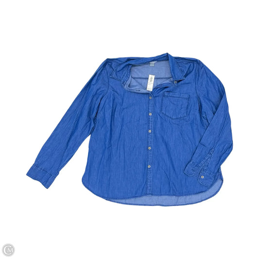 Blouse Long Sleeve By Old Navy In Blue, Size: Xl