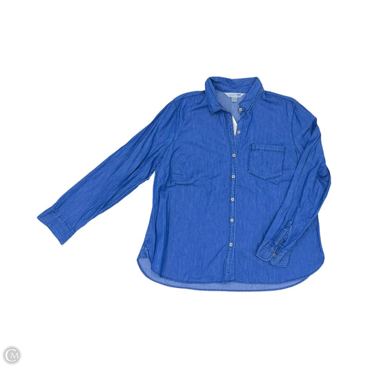 Blouse Long Sleeve By Old Navy In Blue, Size: Xl