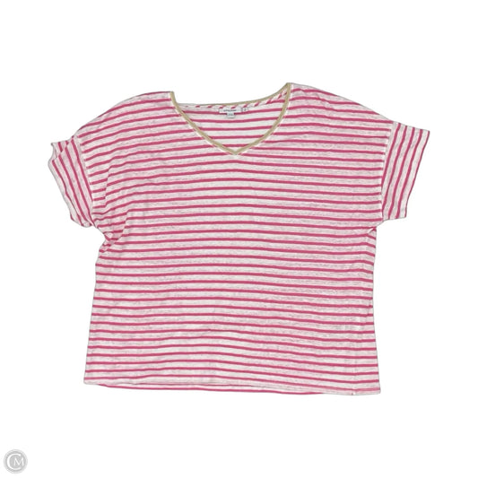 Top Short Sleeve By Chicos In Pink & White, Size: Xxl