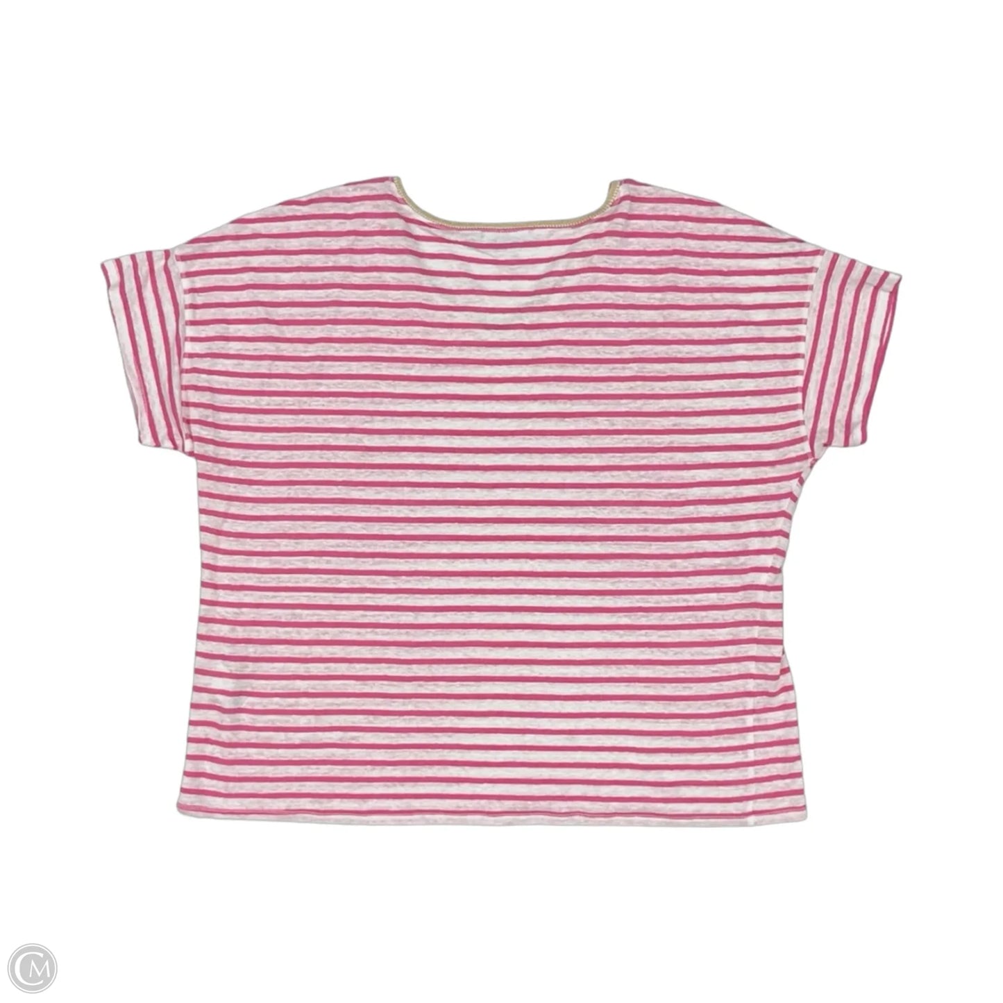 Top Short Sleeve By Chicos In Pink & White, Size: Xxl