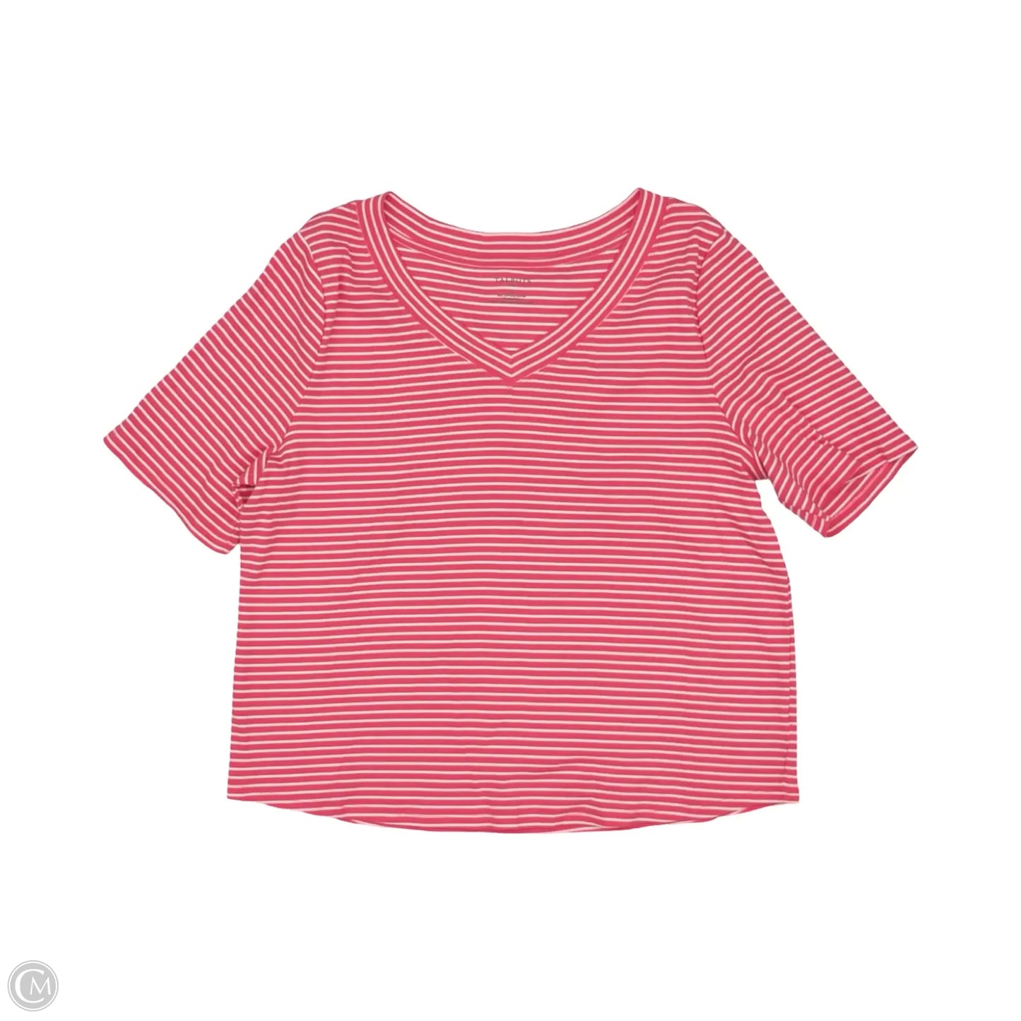 Top Short Sleeve By Talbots In Pink & White, Size: 3x