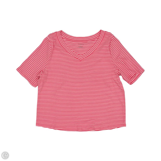 Top Short Sleeve By Talbots In Pink & White, Size: 3x