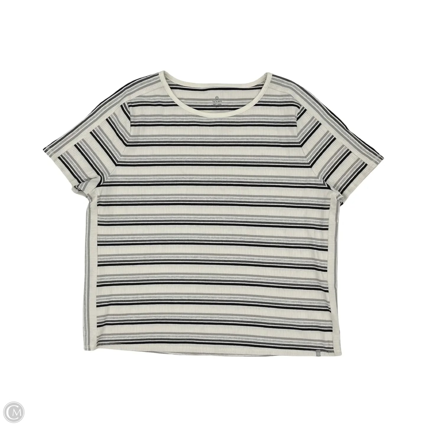 Top Short Sleeve By Talbots In Grey & White, Size: 3x