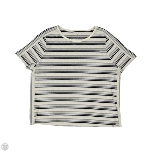 Top Short Sleeve By Talbots In Grey & White, Size: 3x