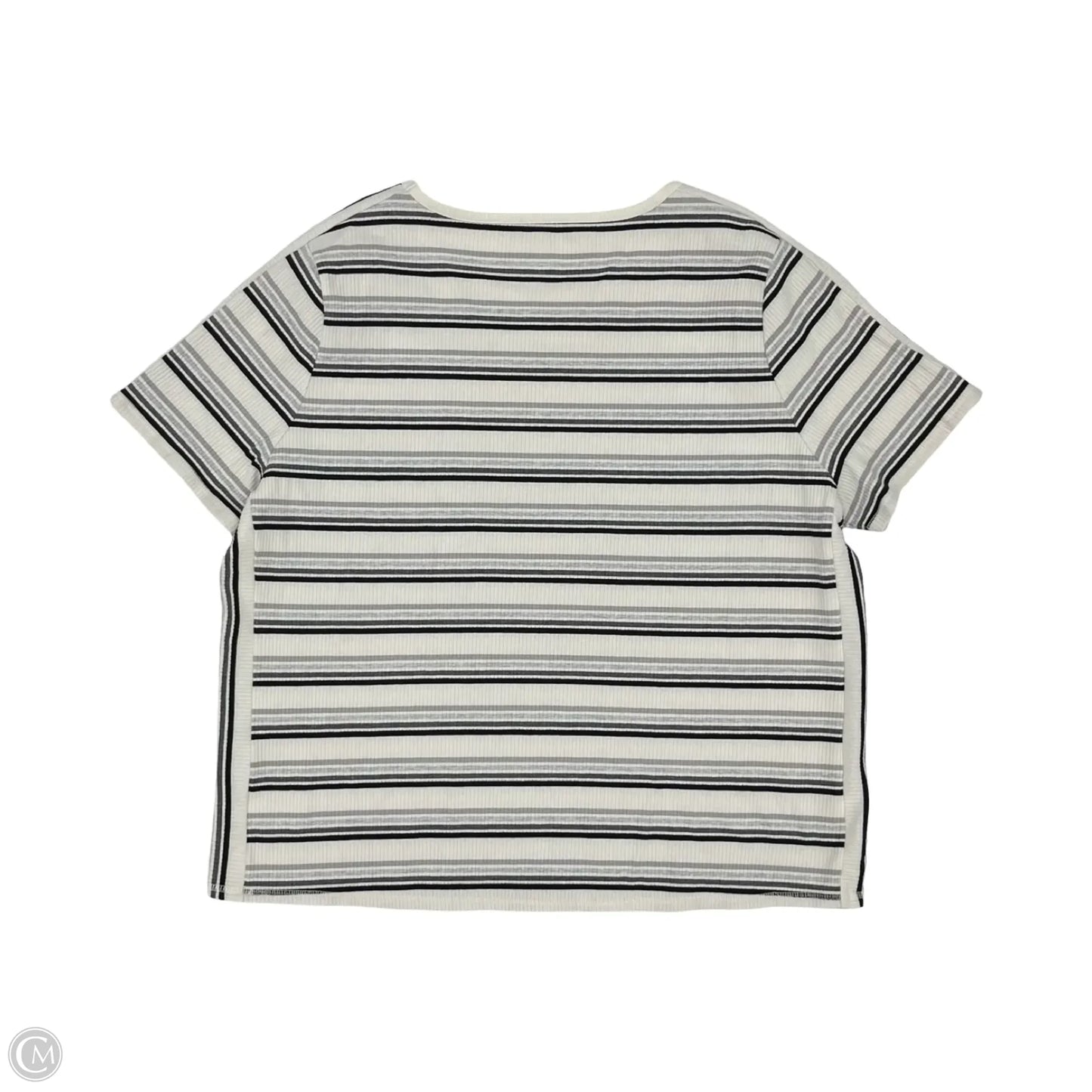 Top Short Sleeve By Talbots In Grey & White, Size: 3x