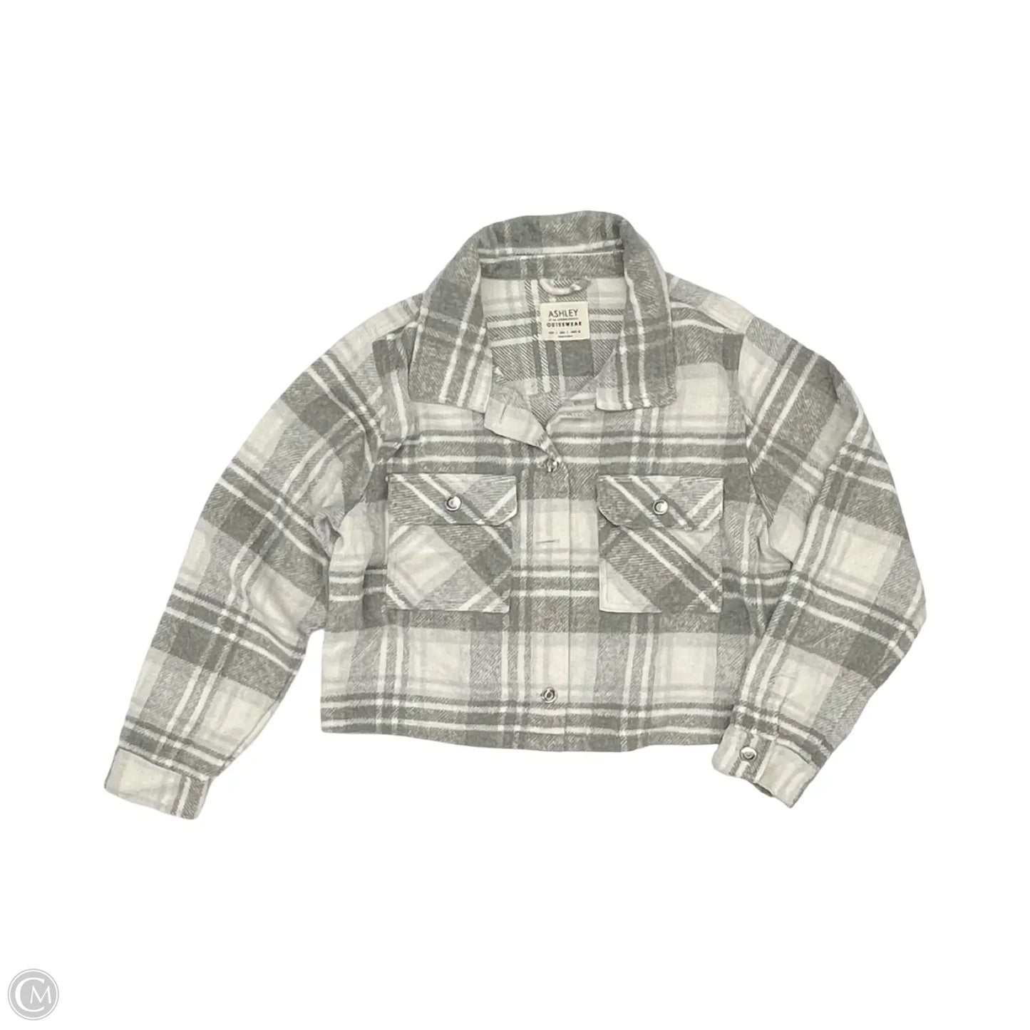 Jacket Fleece By Ashley In Grey & White, Size: L