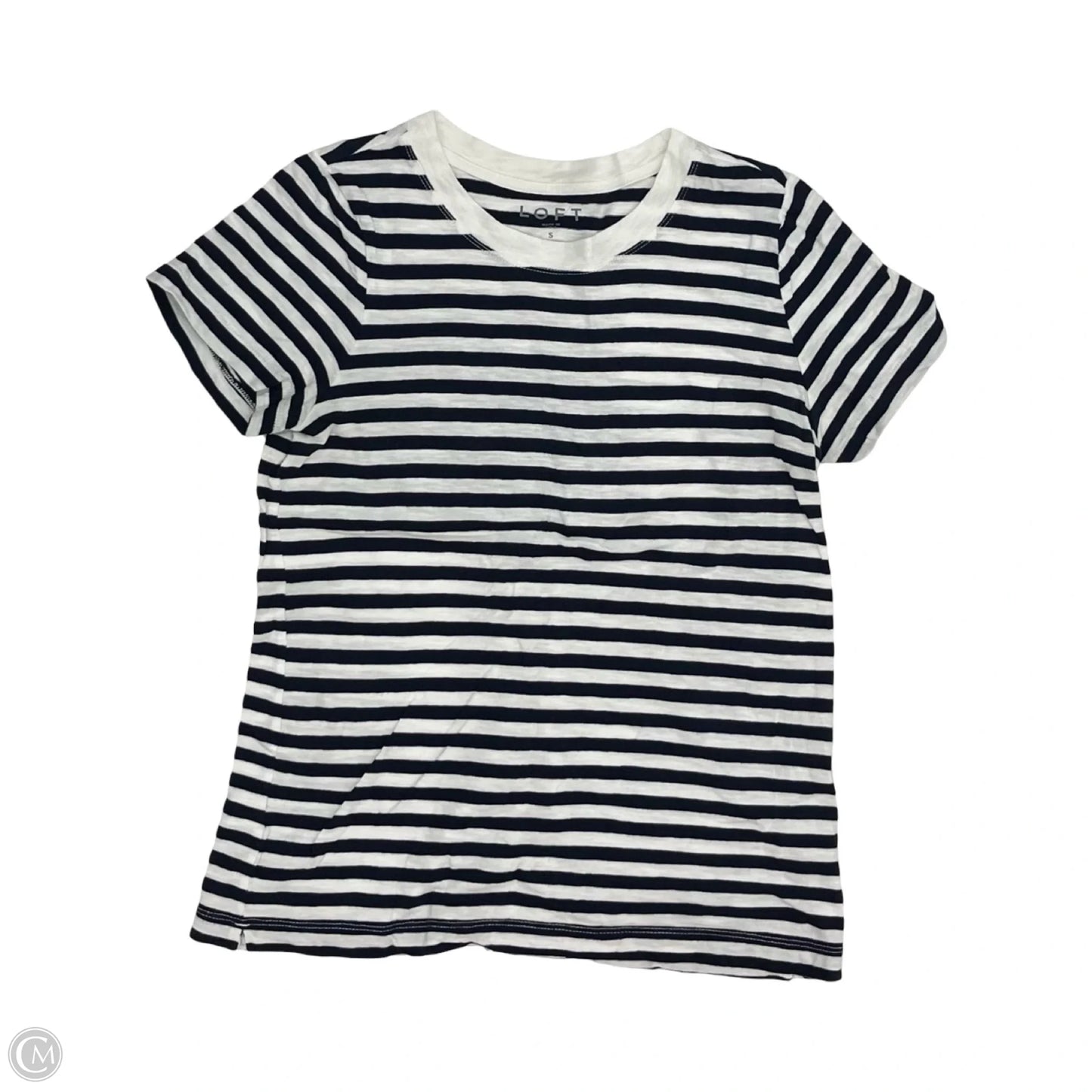 Top Short Sleeve By Loft In Blue & White, Size: S
