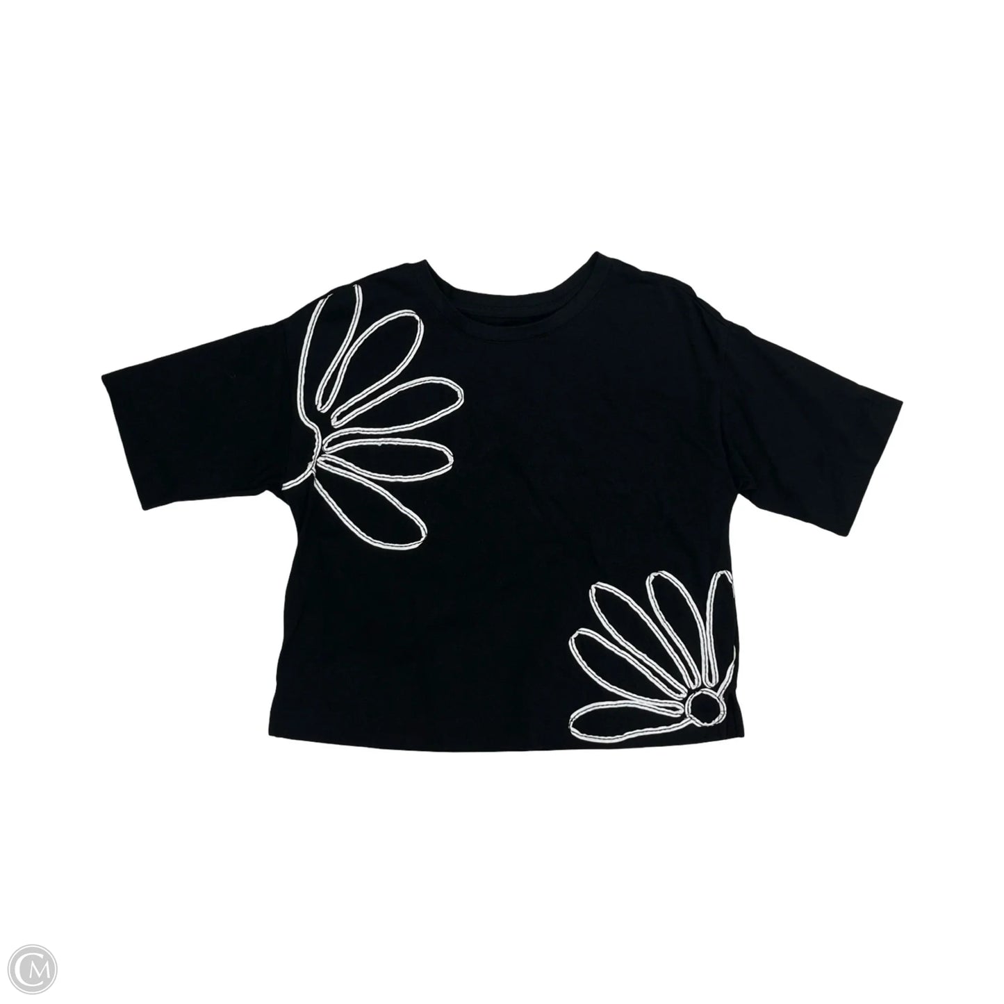 Top Short Sleeve By Loft In Black & White, Size: Xs