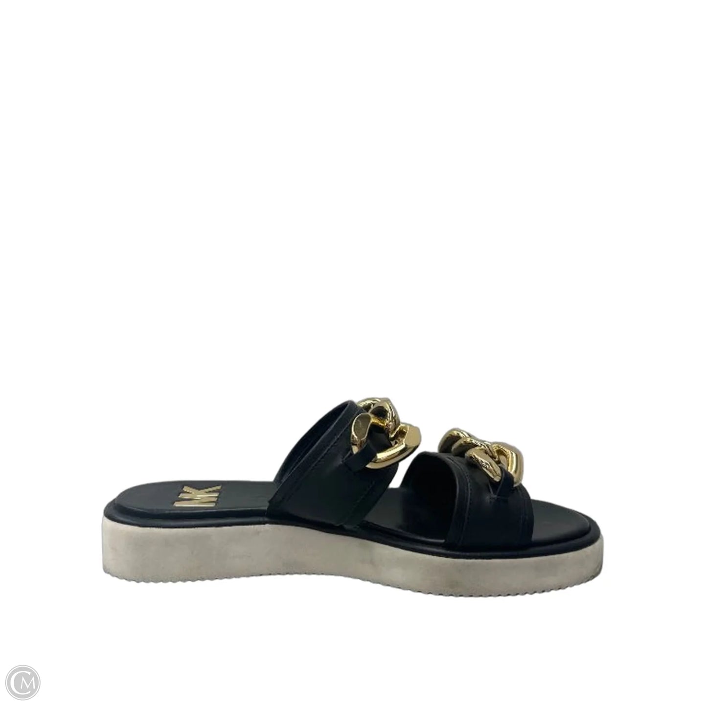 Sandals Designer By Michael Kors In Black & Gold, Size: 8.5