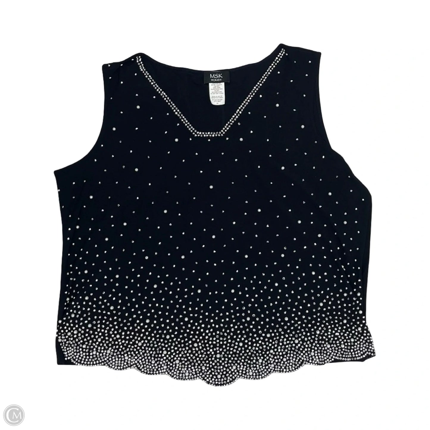 Blouse Sleeveless By Msk In Black & Silver, Size: 3x