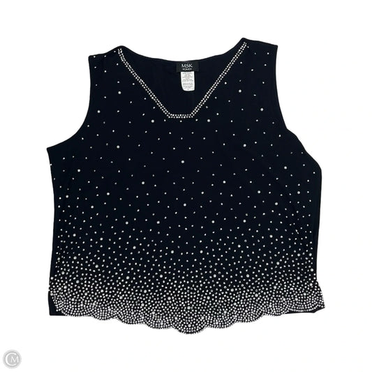 Blouse Sleeveless By Msk In Black & Silver, Size: 3x