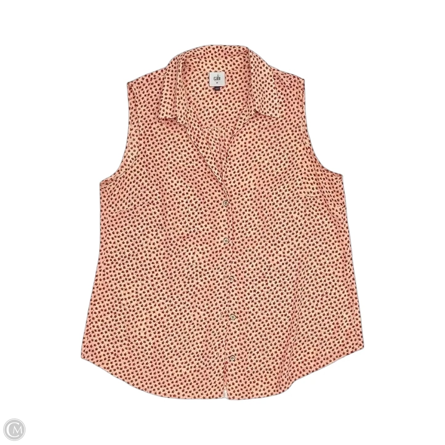 Blouse Sleeveless By Cabi In Cream & Red, Size: M