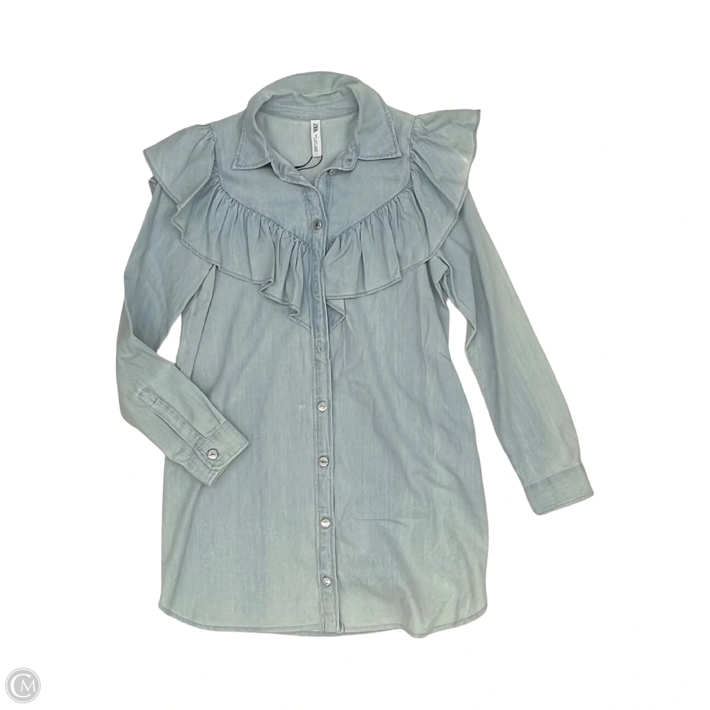 Dress Casual Short By Zara In Blue Denim, Size: S