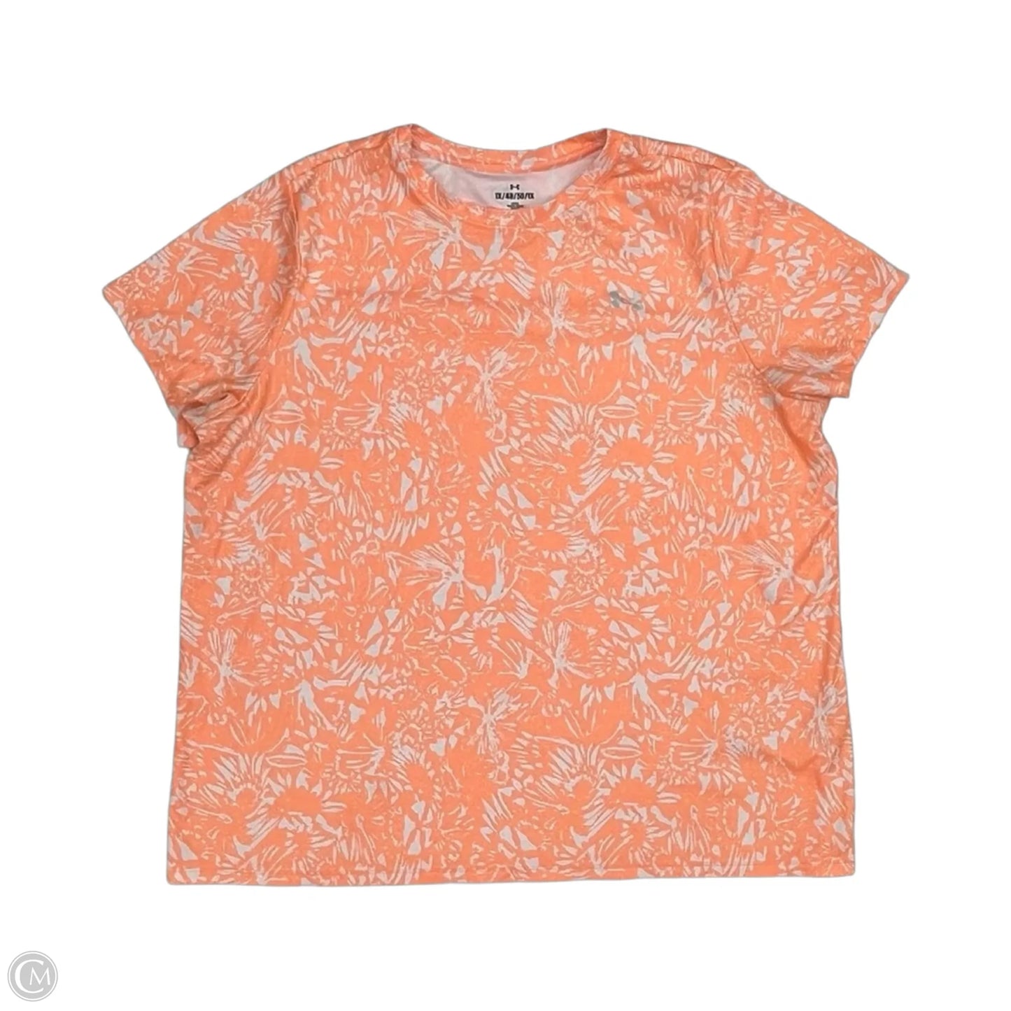 Athletic Top Short Sleeve By Under Armour In Orange & White, Size: 1x