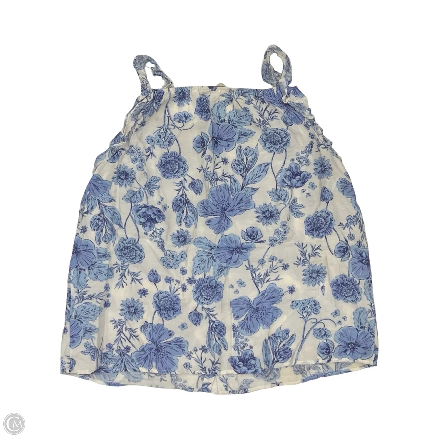 Top Sleeveless By Doe & Rae In Blue & White, Size: L