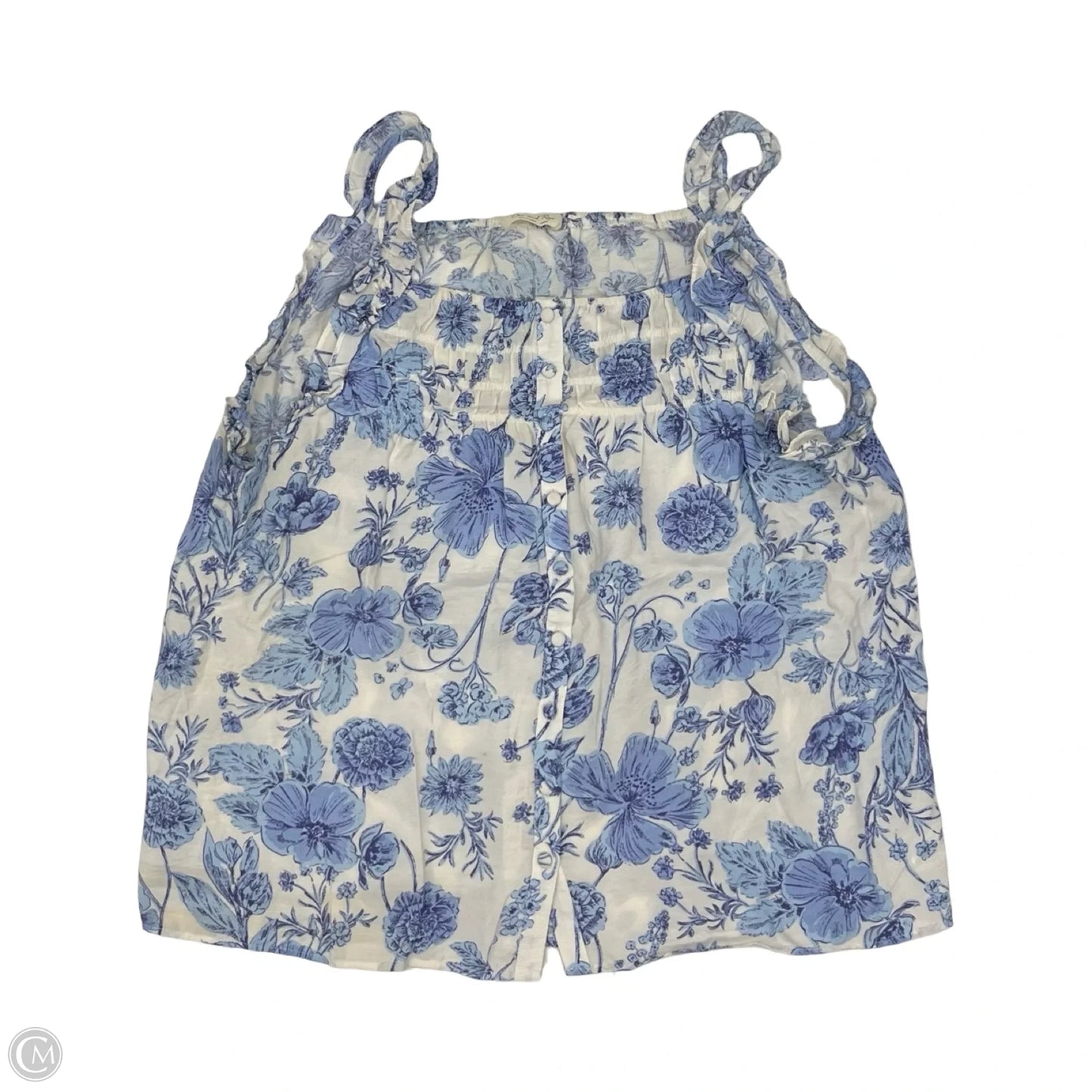 Top Sleeveless By Doe & Rae In Blue & White, Size: L