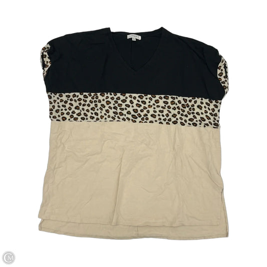 Tunic Short Sleeve By Umgee In Black & Tan, Size: Xl