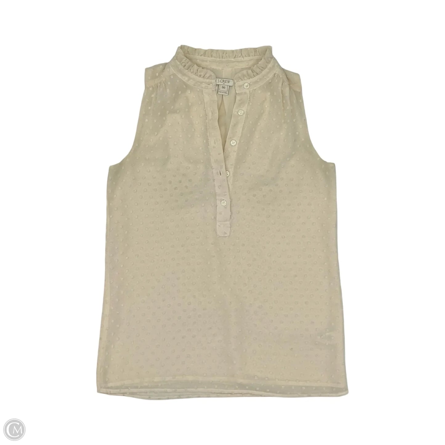 Blouse Sleeveless By J. Crew In Cream, Size: Xxs