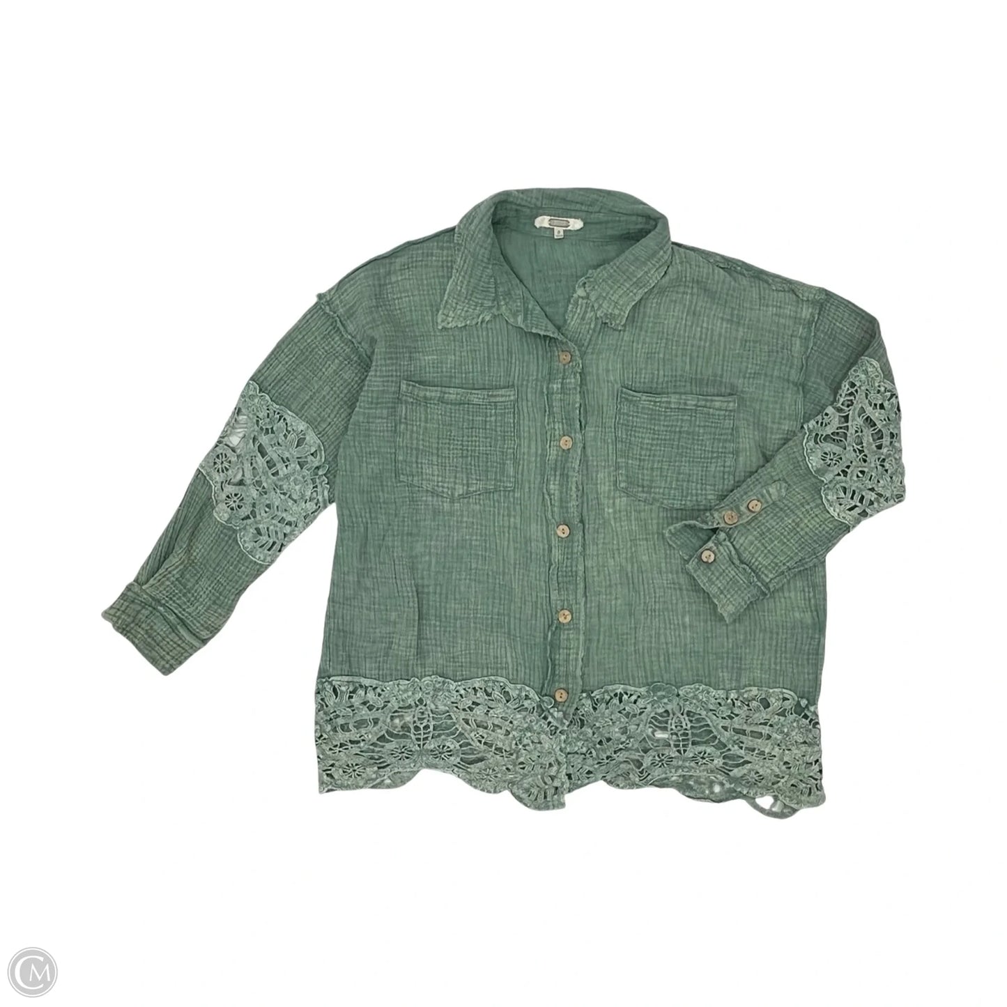 Top Long Sleeve By Gimmicks In Green, Size: S
