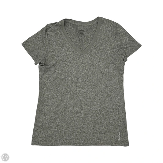 Athletic Top Short Sleeve By Reebok In Grey, Size: L